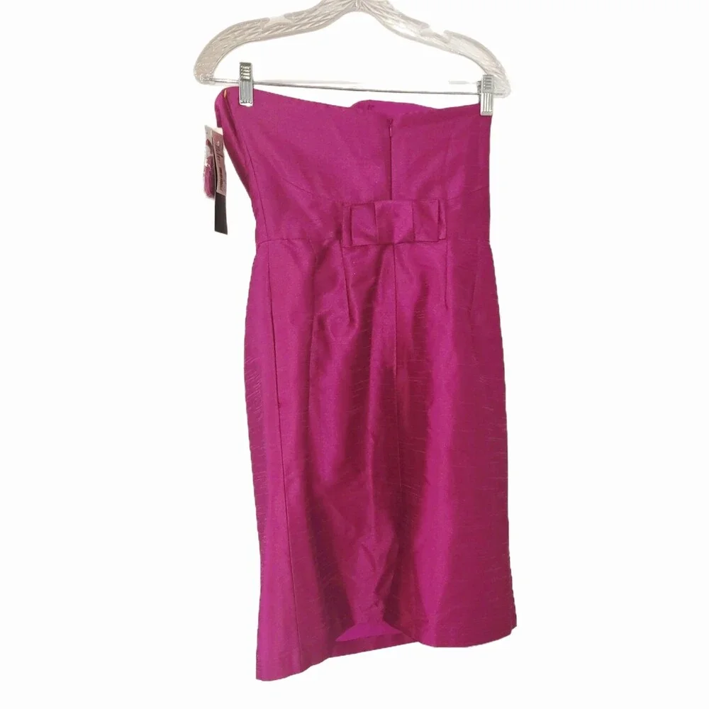 Alfred Sung NWT Watermelon Pink Dupioni Silk Strapless Dress Size 8 - Picture 4 of 8